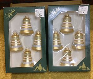KREBS Glass Christmas Ornaments Tiffany Chiffon Matte Bells Glitter Stripes